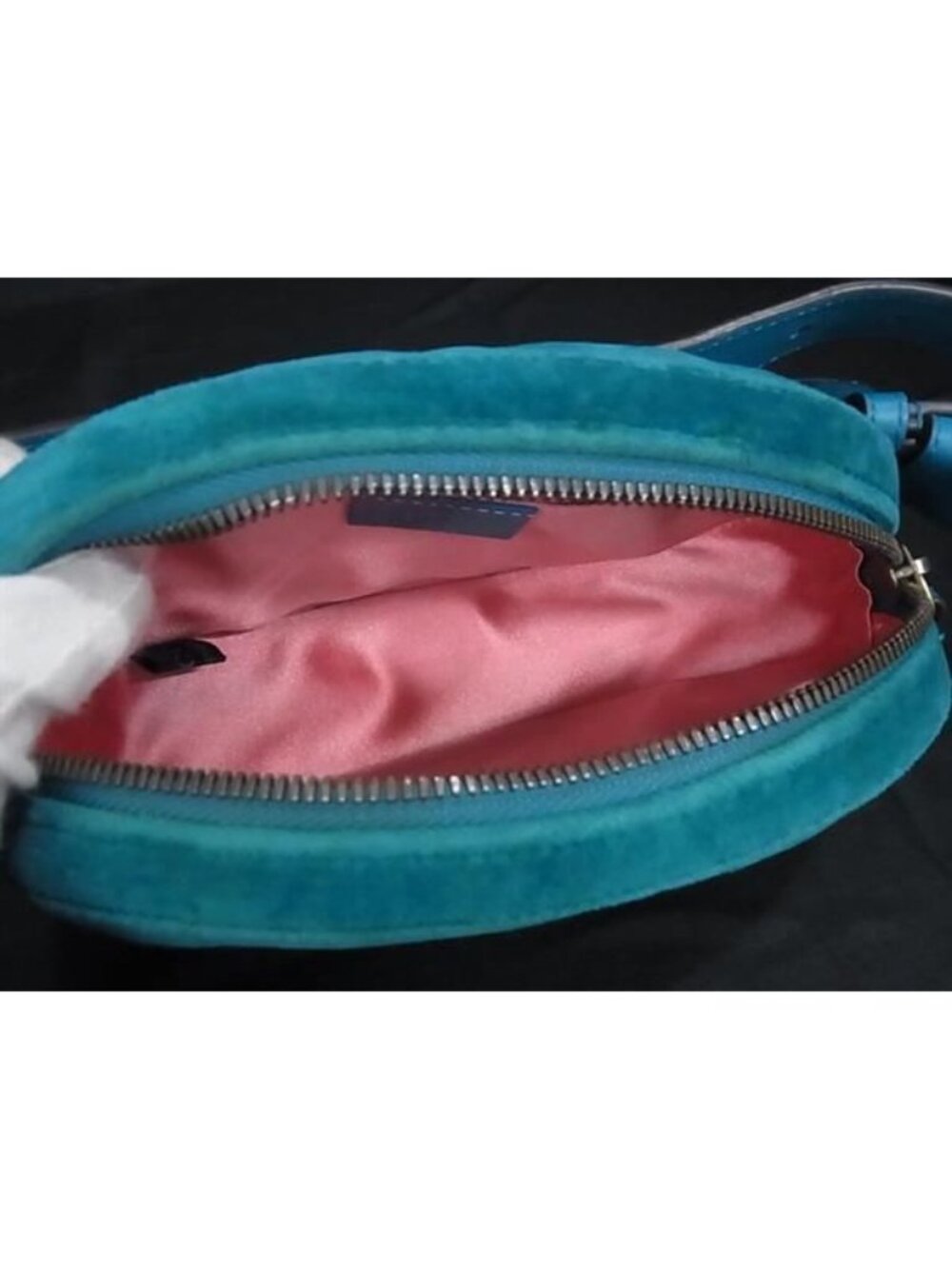 Gucci Waist Bag GG Marmont Blue Velvet Gold - Picture 8 of 9